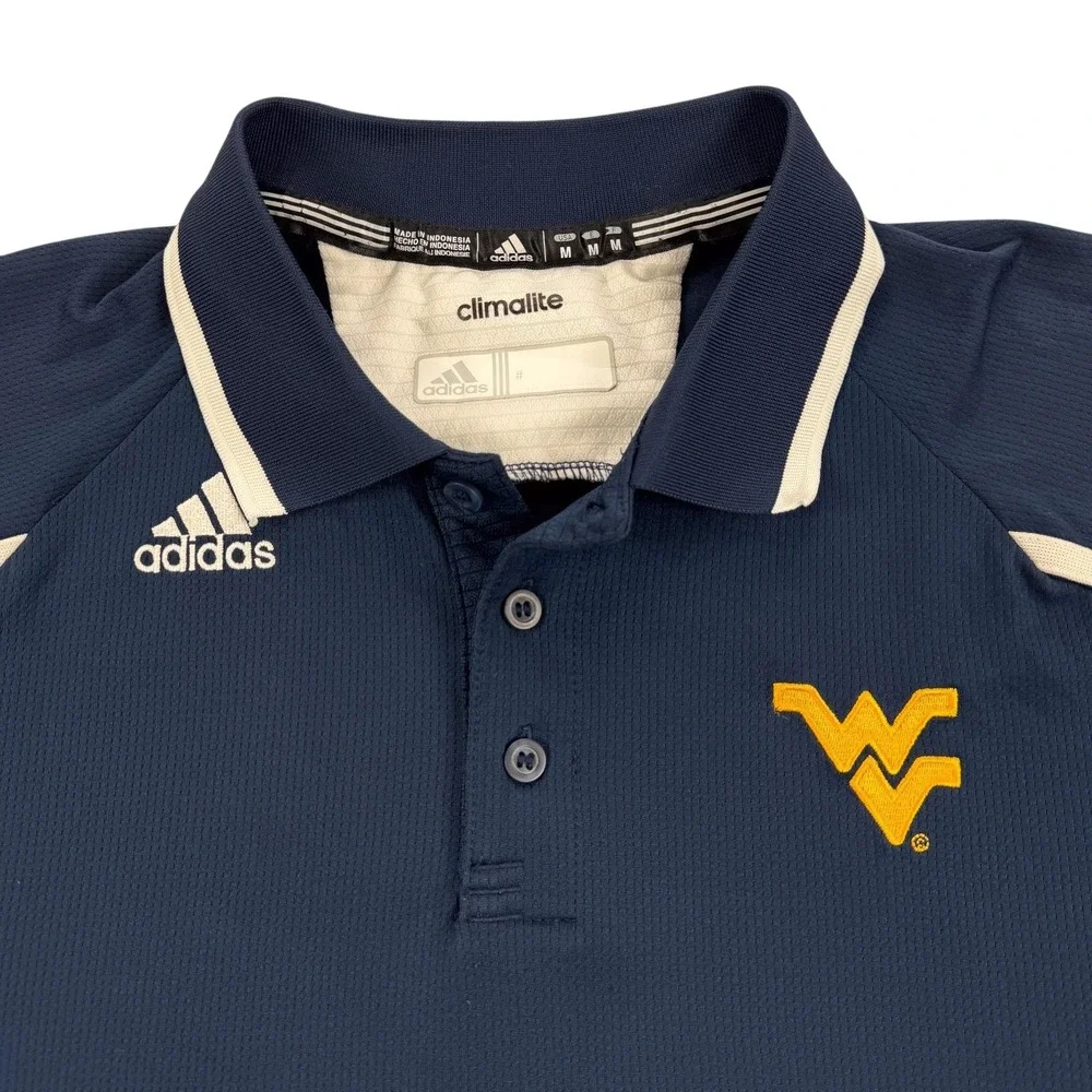 West Virginia Mountaineers Polo Shirt Mens Medium NCAA Football Adidas Climalite